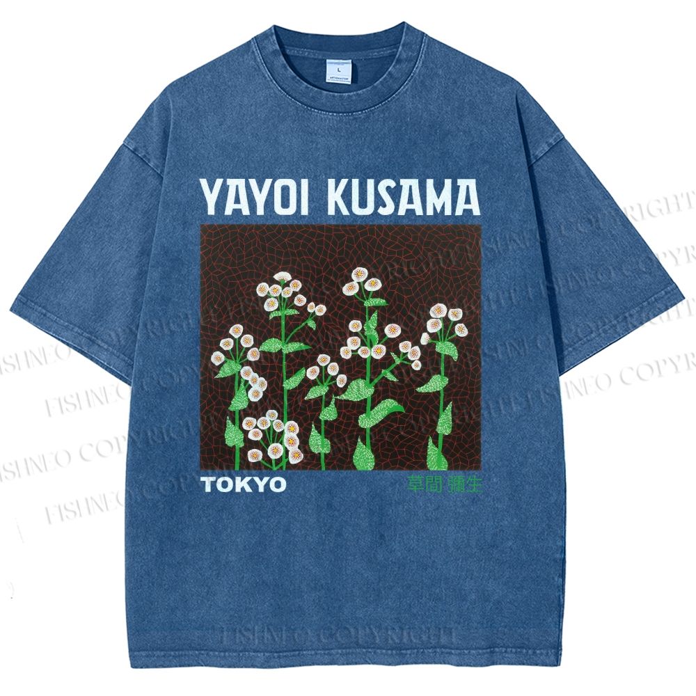 Unisex Yayoi Kusama Daisy Printed Washed Tee