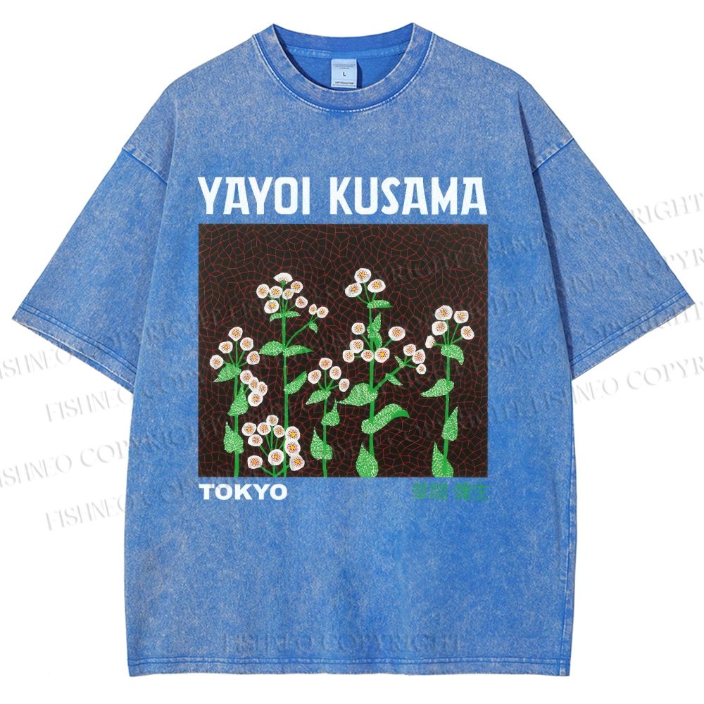 Unisex Yayoi Kusama Daisy Printed Washed Tee