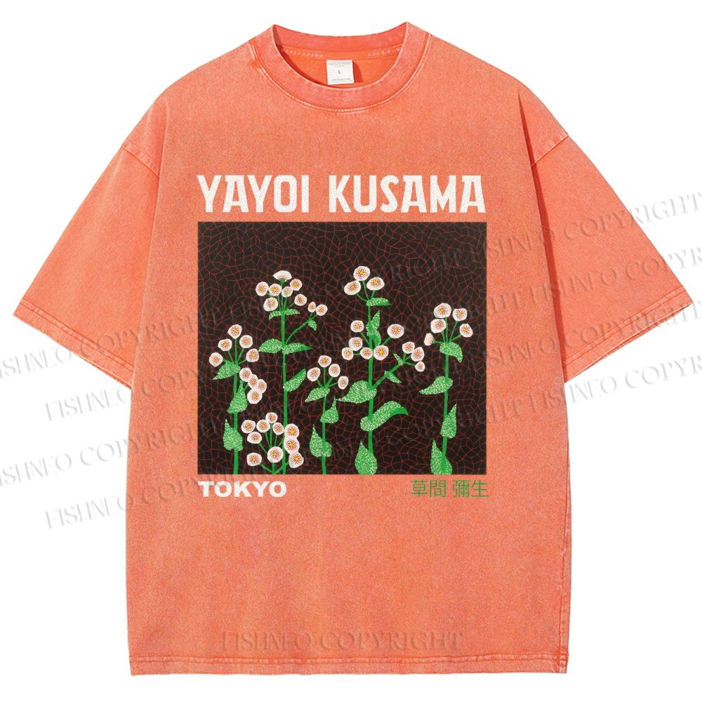 Unisex Yayoi Kusama Daisy Printed Washed Tee