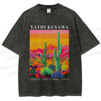 Unisex Yayoi Kusama Cactus Printed Washed Tee