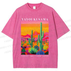 Unisex Yayoi Kusama Cactus Printed Washed Tee
