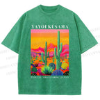 Unisex Yayoi Kusama Cactus Printed Washed Tee