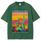 Unisex Yayoi Kusama Cactus Printed Washed Tee