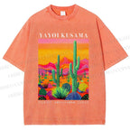 Unisex Yayoi Kusama Cactus Printed Washed Tee
