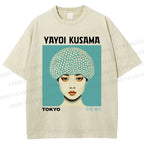 Unisex Yayoi Kusama Portrait Printed Washed Tee