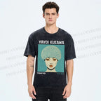 Unisex Yayoi Kusama Portrait Printed Washed Tee