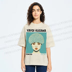 Unisex Yayoi Kusama Portrait Printed Washed Tee