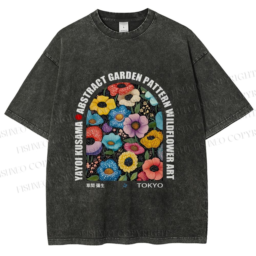 Unisex Yayoi Kusama Poppy Printed Washed Tee