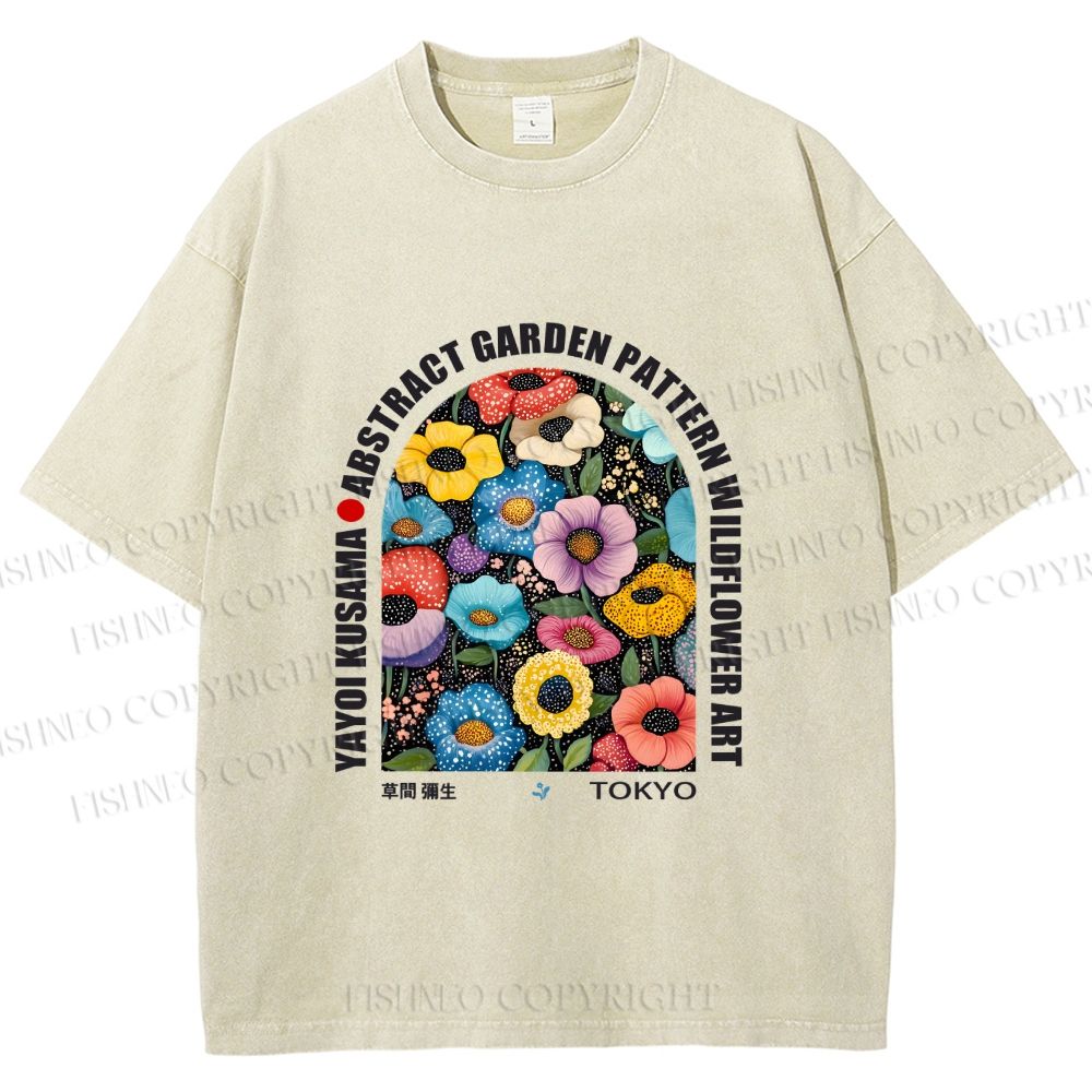 Unisex Yayoi Kusama Poppy Printed Washed Tee