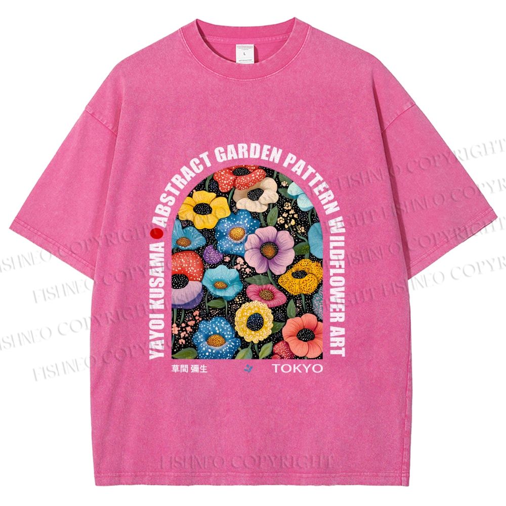 Unisex Yayoi Kusama Poppy Printed Washed Tee