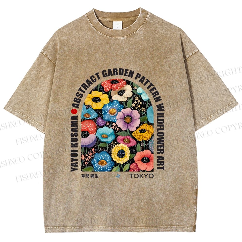 Unisex Yayoi Kusama Poppy Printed Washed Tee
