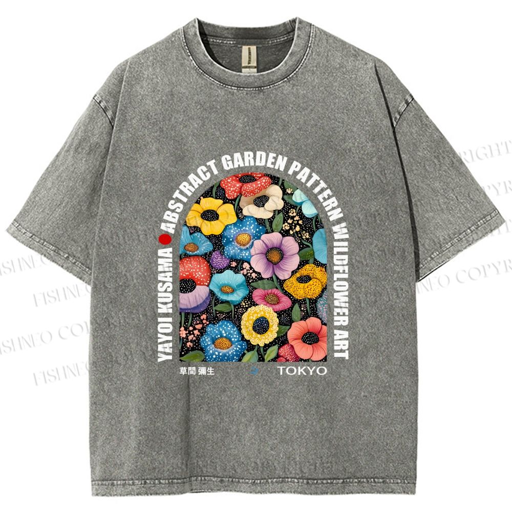 Unisex Yayoi Kusama Poppy Printed Washed Tee