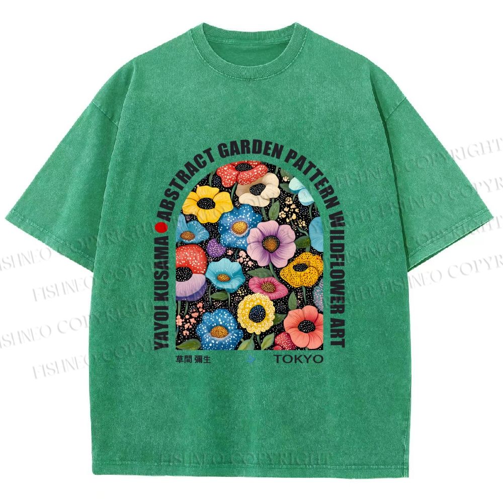 Unisex Yayoi Kusama Poppy Printed Washed Tee