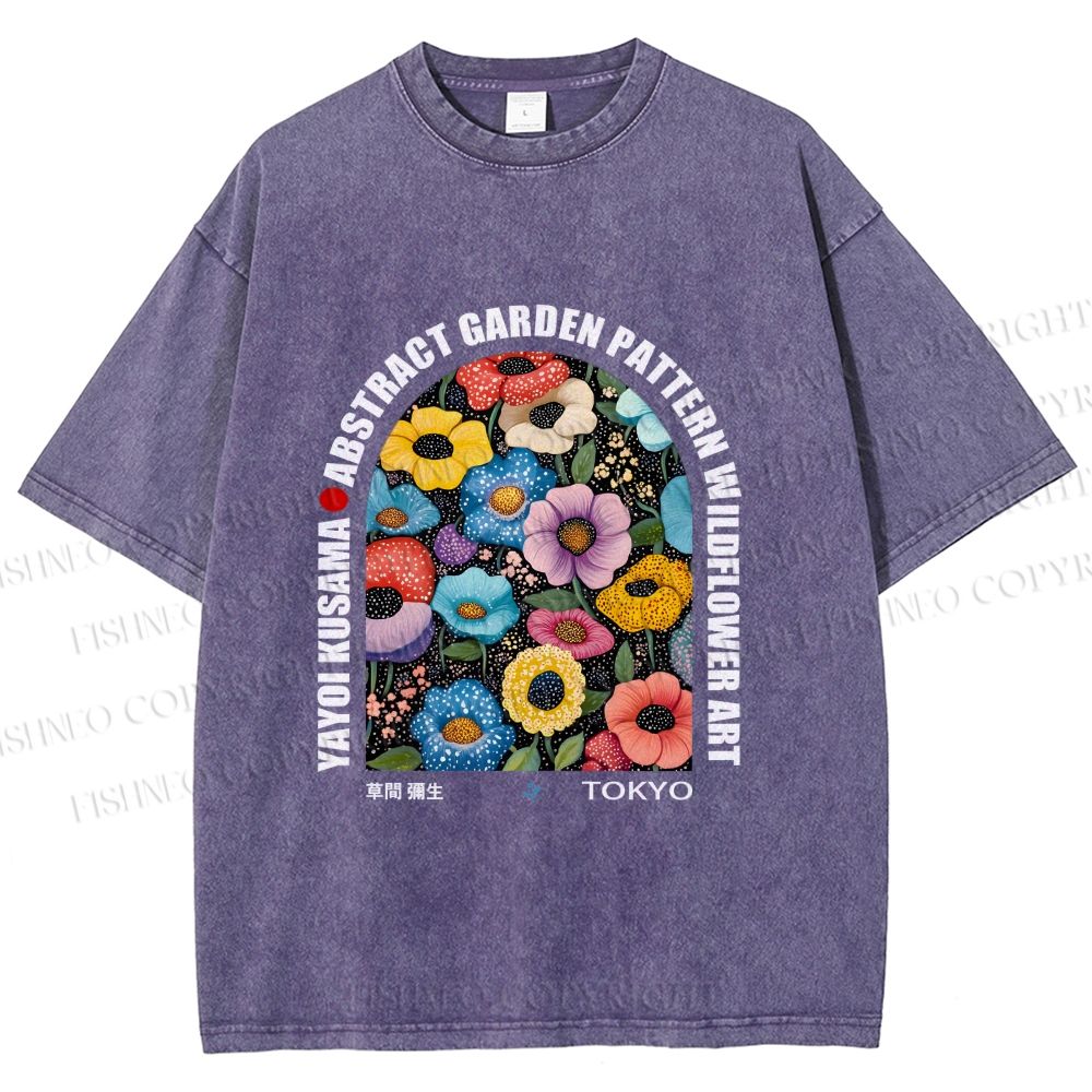 Unisex Yayoi Kusama Poppy Printed Washed Tee