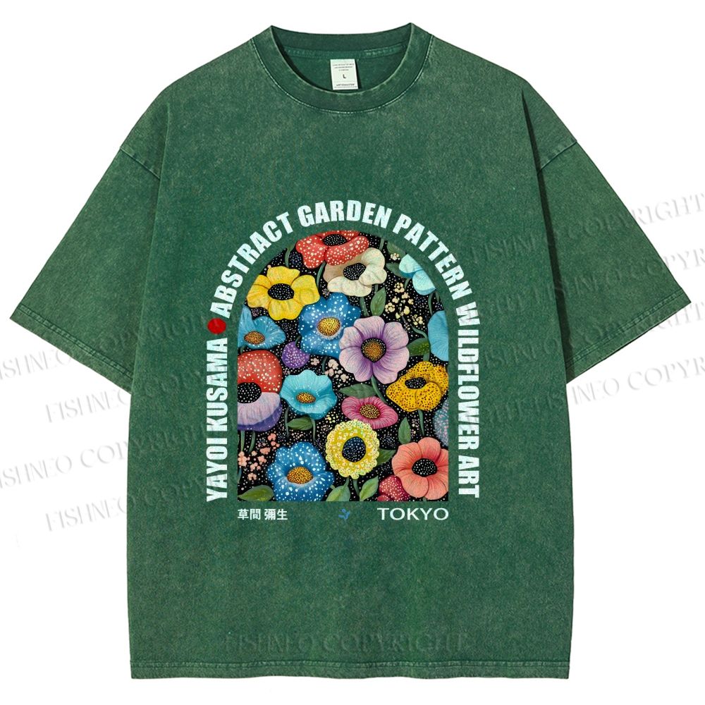 Unisex Yayoi Kusama Poppy Printed Washed Tee