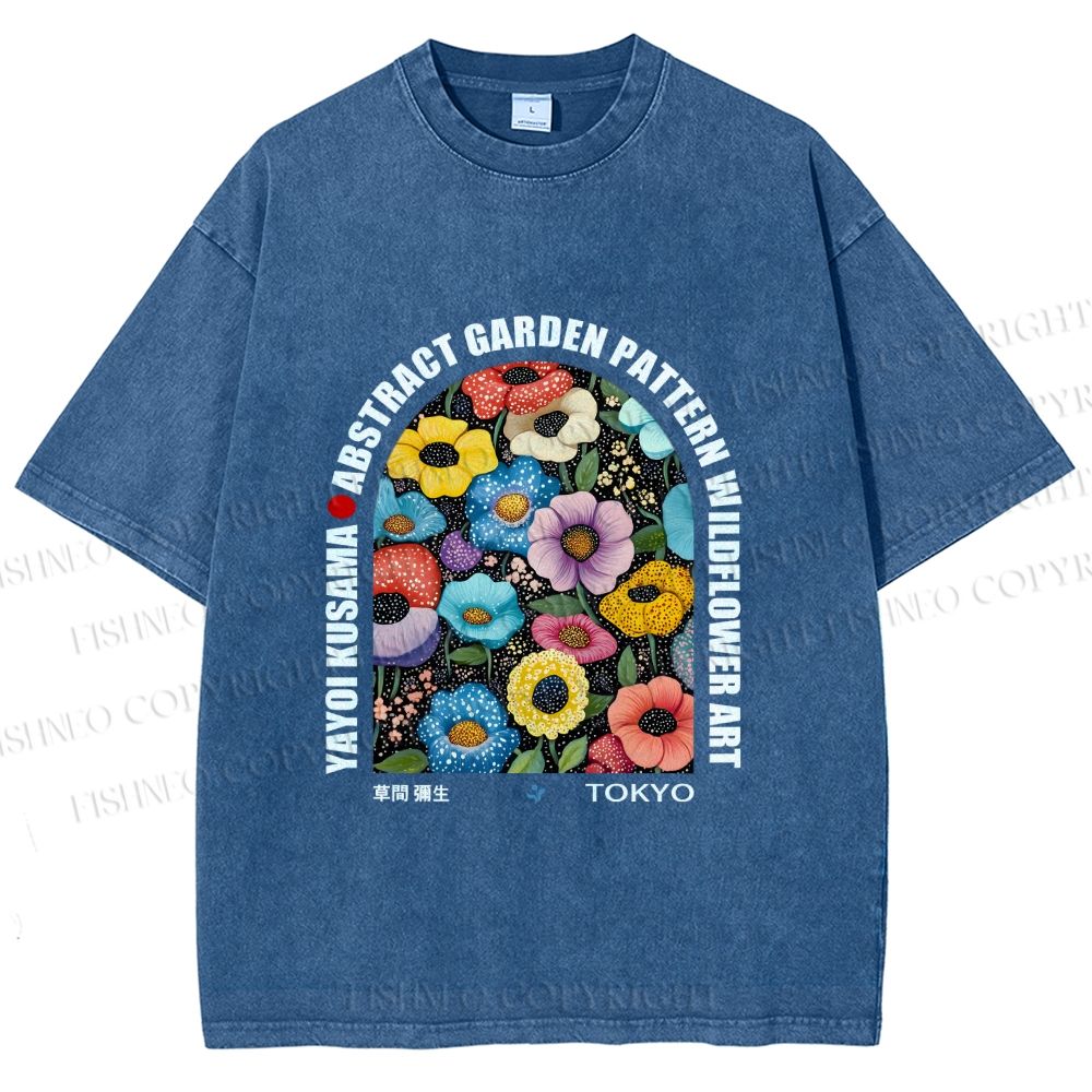 Unisex Yayoi Kusama Poppy Printed Washed Tee