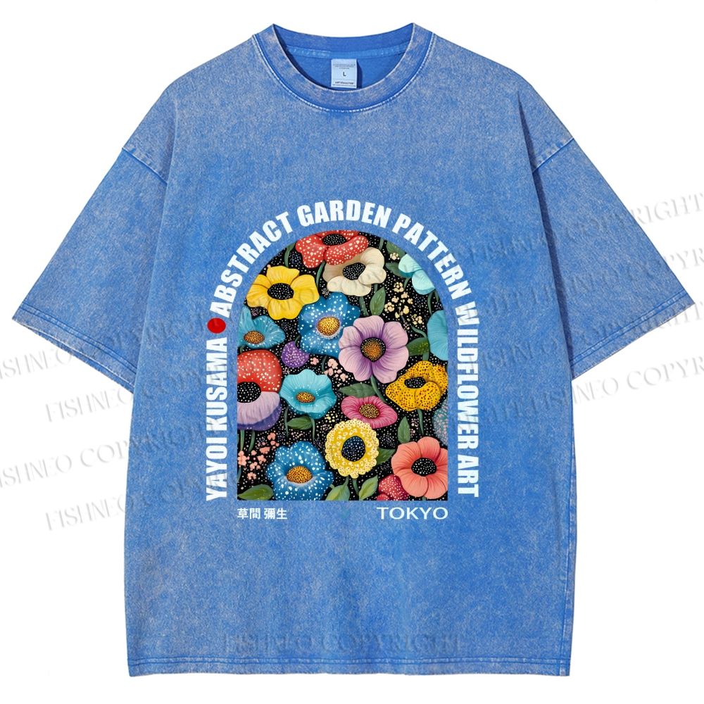 Unisex Yayoi Kusama Poppy Printed Washed Tee