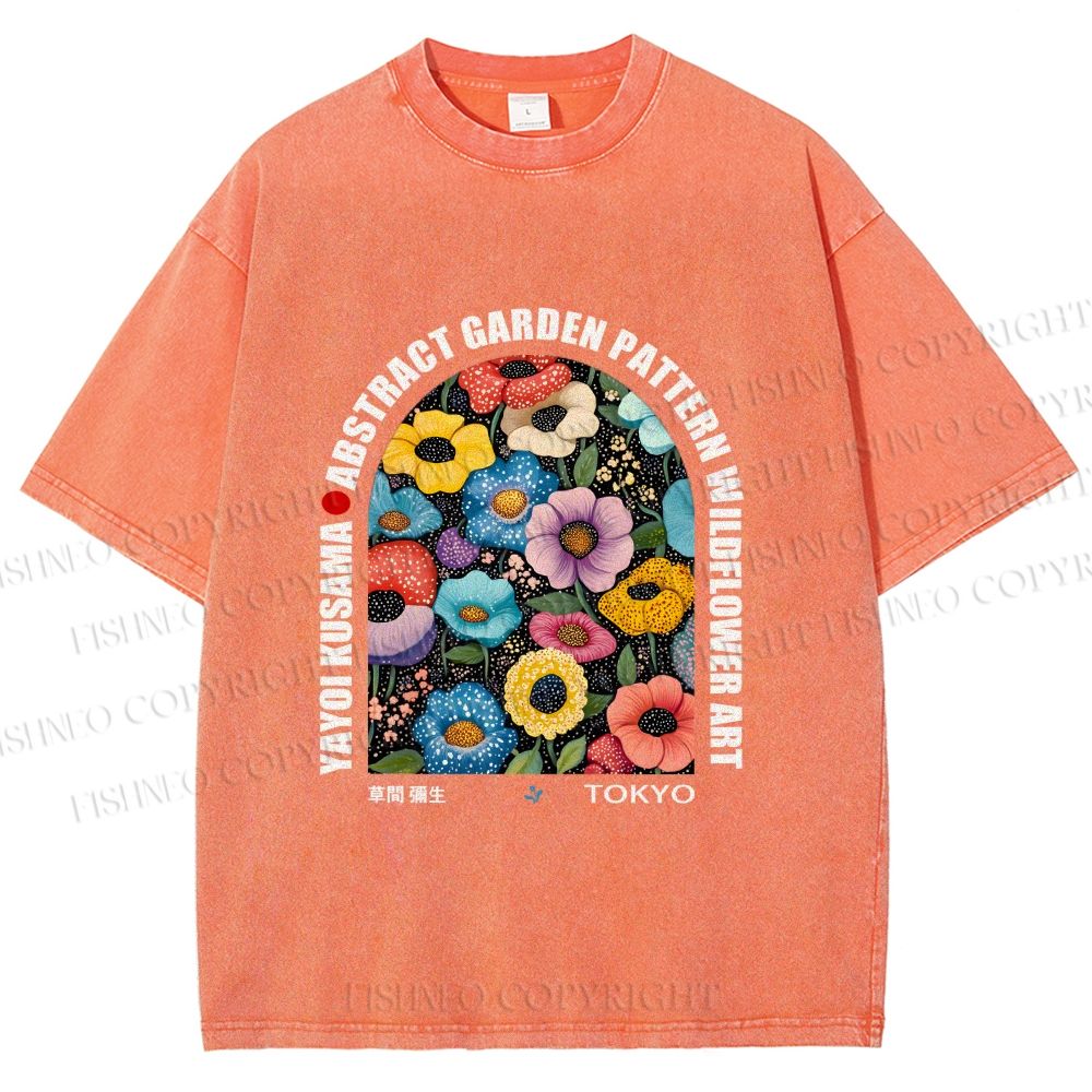 Unisex Yayoi Kusama Poppy Printed Washed Tee