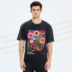 Unisex Yayoi Kusama Flowers Printed Washed Tee