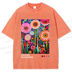 Unisex Yayoi Kusama Flowers Printed Washed Tee