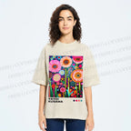 Unisex Yayoi Kusama Flowers Printed Washed Tee