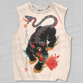 Unisex Tiger And Snake Printed Tank Top