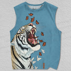 Unisex Tiger And Butterfly Printed Tank Top