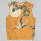 Unisex Vintage Bird Flying in Moonlight Printed Tank Top