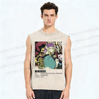 Unisex Japanese Anime Mononoke Printed Washed Tank Top