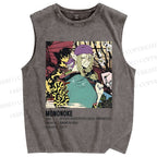 Unisex Japanese Anime Mononoke Printed Washed Tank Top