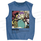 Unisex Japanese Anime Mononoke Printed Washed Tank Top