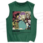 Unisex Japanese Anime Mononoke Printed Washed Tank Top