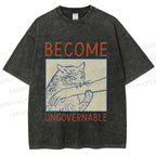 Unisex Wild Cat Become Ungovernable Printed Washed Tee