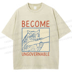 Unisex Wild Cat Become Ungovernable Printed Washed Tee