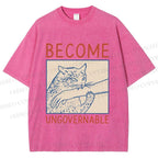 Unisex Wild Cat Become Ungovernable Printed Washed Tee
