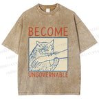 Unisex Wild Cat Become Ungovernable Printed Washed Tee
