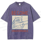 Unisex Wild Cat Become Ungovernable Printed Washed Tee