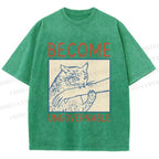 Unisex Wild Cat Become Ungovernable Printed Washed Tee