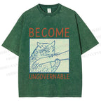 Unisex Wild Cat Become Ungovernable Printed Washed Tee