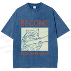 Unisex Wild Cat Become Ungovernable Printed Washed Tee