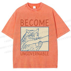 Unisex Wild Cat Become Ungovernable Printed Washed Tee