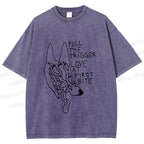 Unisex Silly Wolf Pull the Trigger Love At First Bite Printed Washed Tee