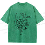 Unisex Silly Wolf Pull the Trigger Love At First Bite Printed Washed Tee