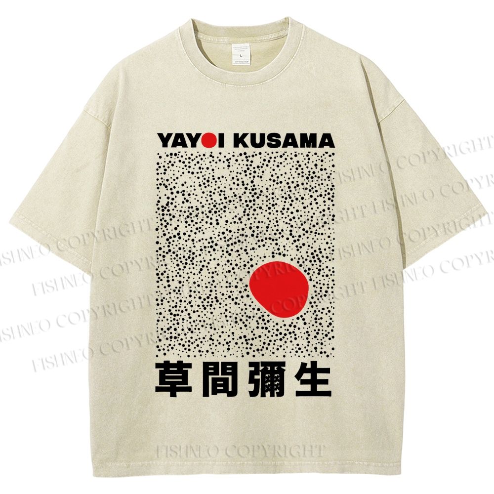 Unisex Yayoi Kusama Big Red Dot Printed Washed Tee