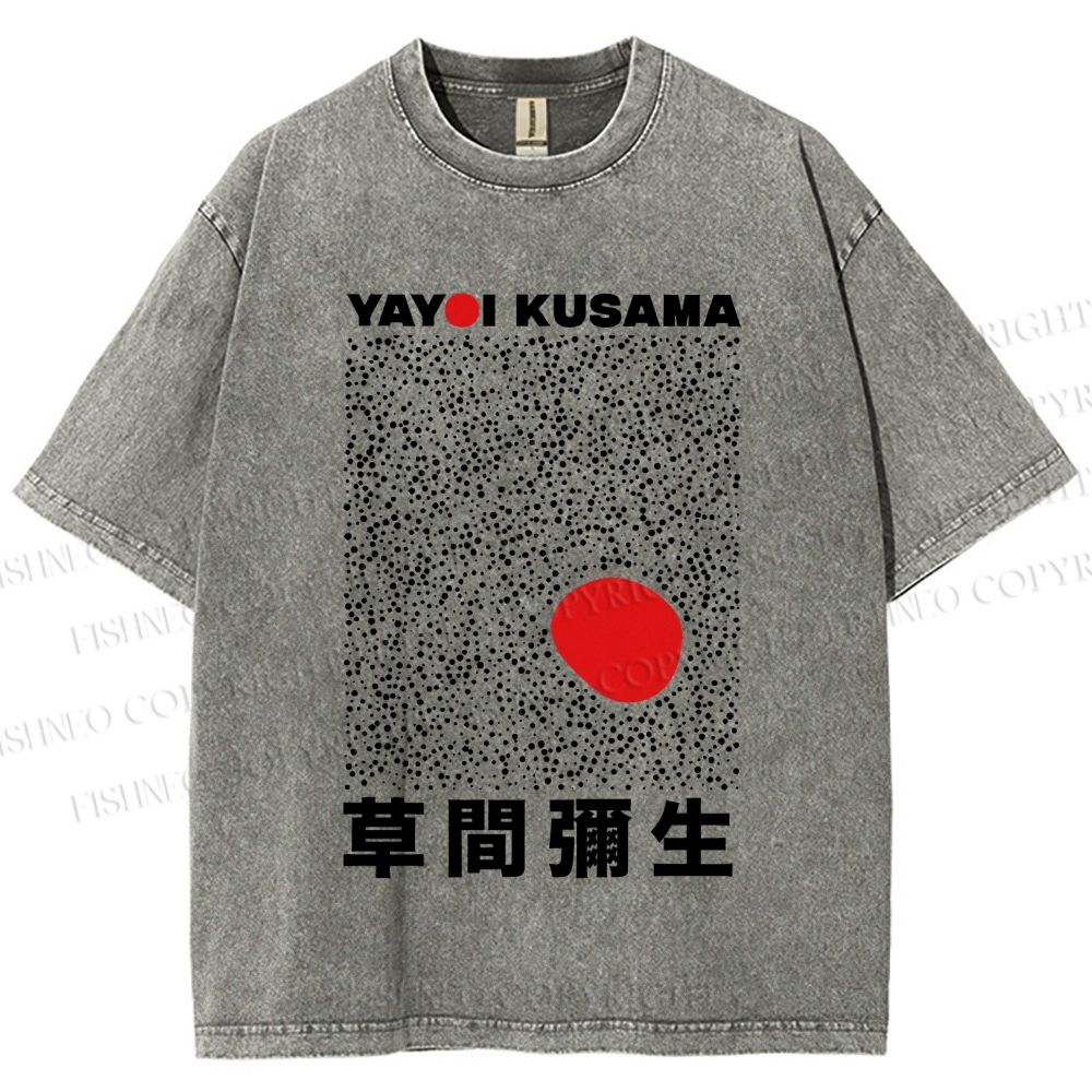 Unisex Yayoi Kusama Big Red Dot Printed Washed Tee