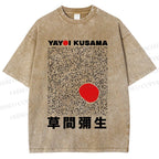 Unisex Yayoi Kusama Big Red Dot Printed Washed Tee