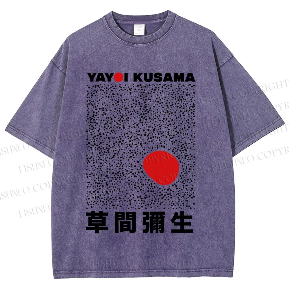 Unisex Yayoi Kusama Big Red Dot Printed Washed Tee