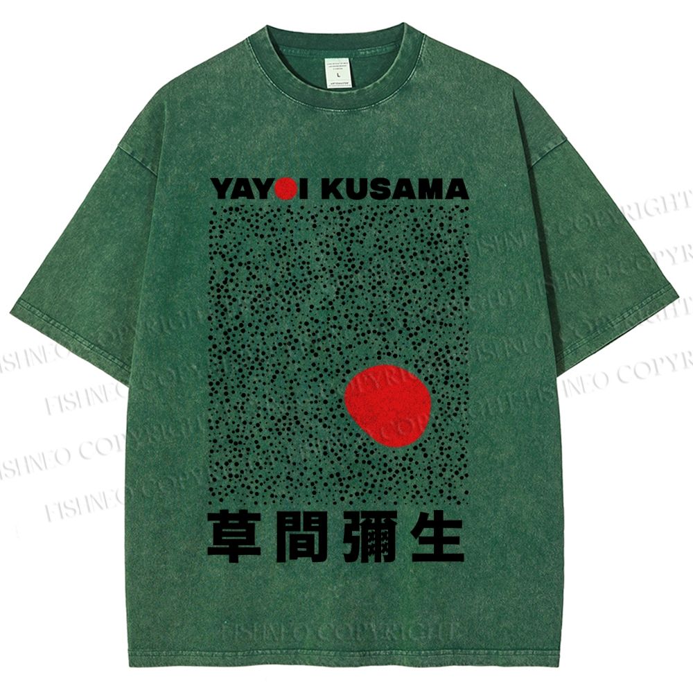 Unisex Yayoi Kusama Big Red Dot Printed Washed Tee