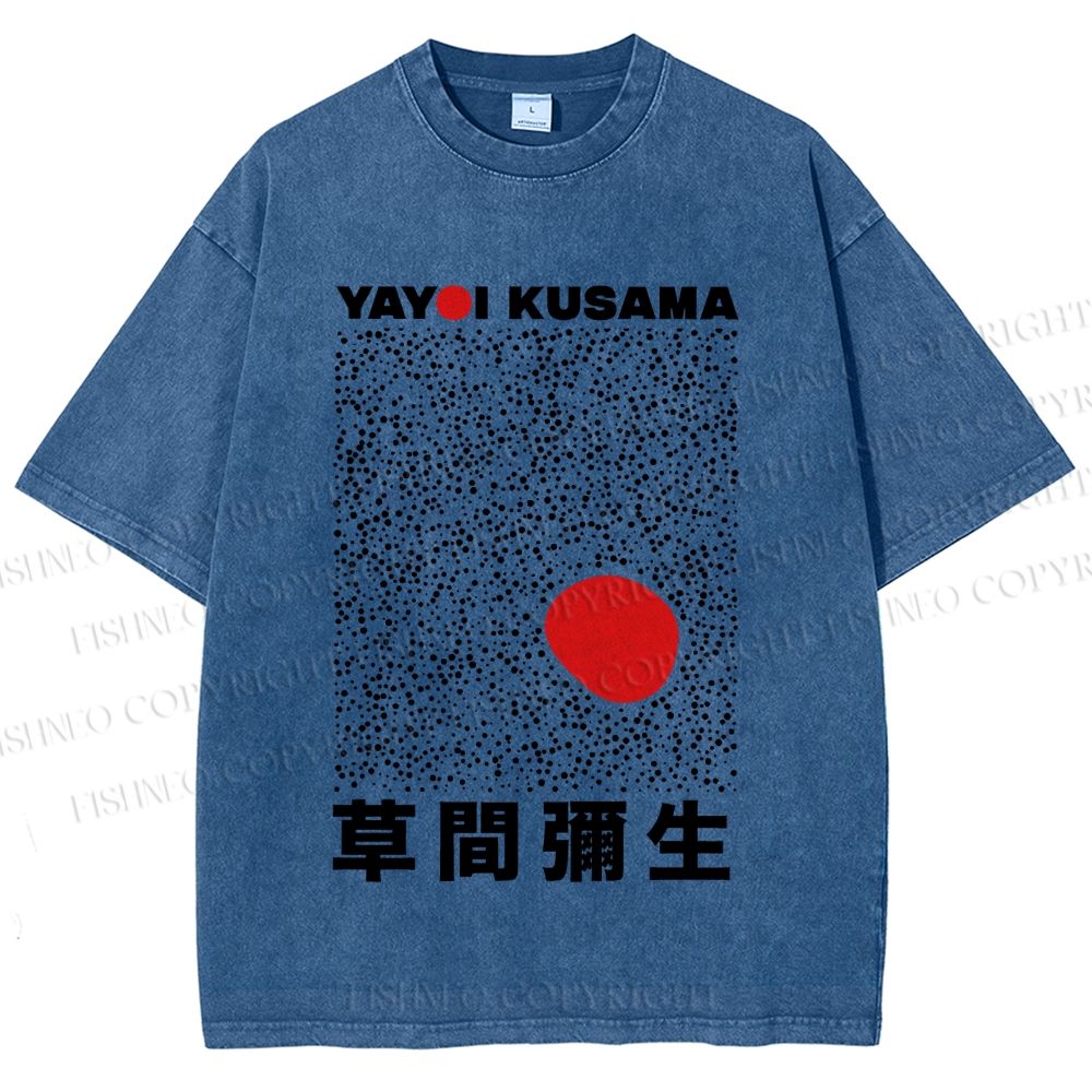 Unisex Yayoi Kusama Big Red Dot Printed Washed Tee