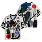 Vintage Polka Dot Cat Printed Jersey Shirts